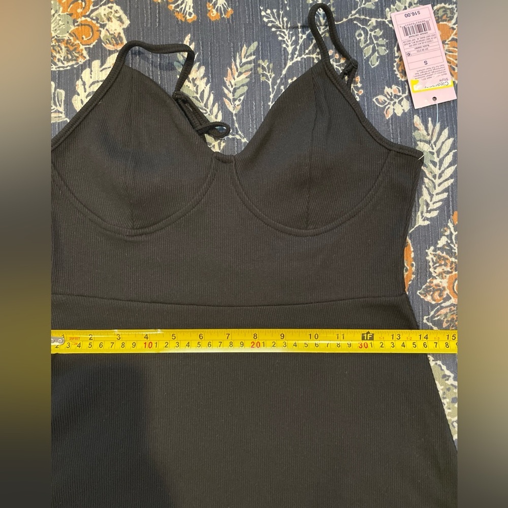 New Wild‎ Fable Black Dress S Ribbed Skater Knit Sweetheart Neck Goth Stretchy - Picture 11 of 16